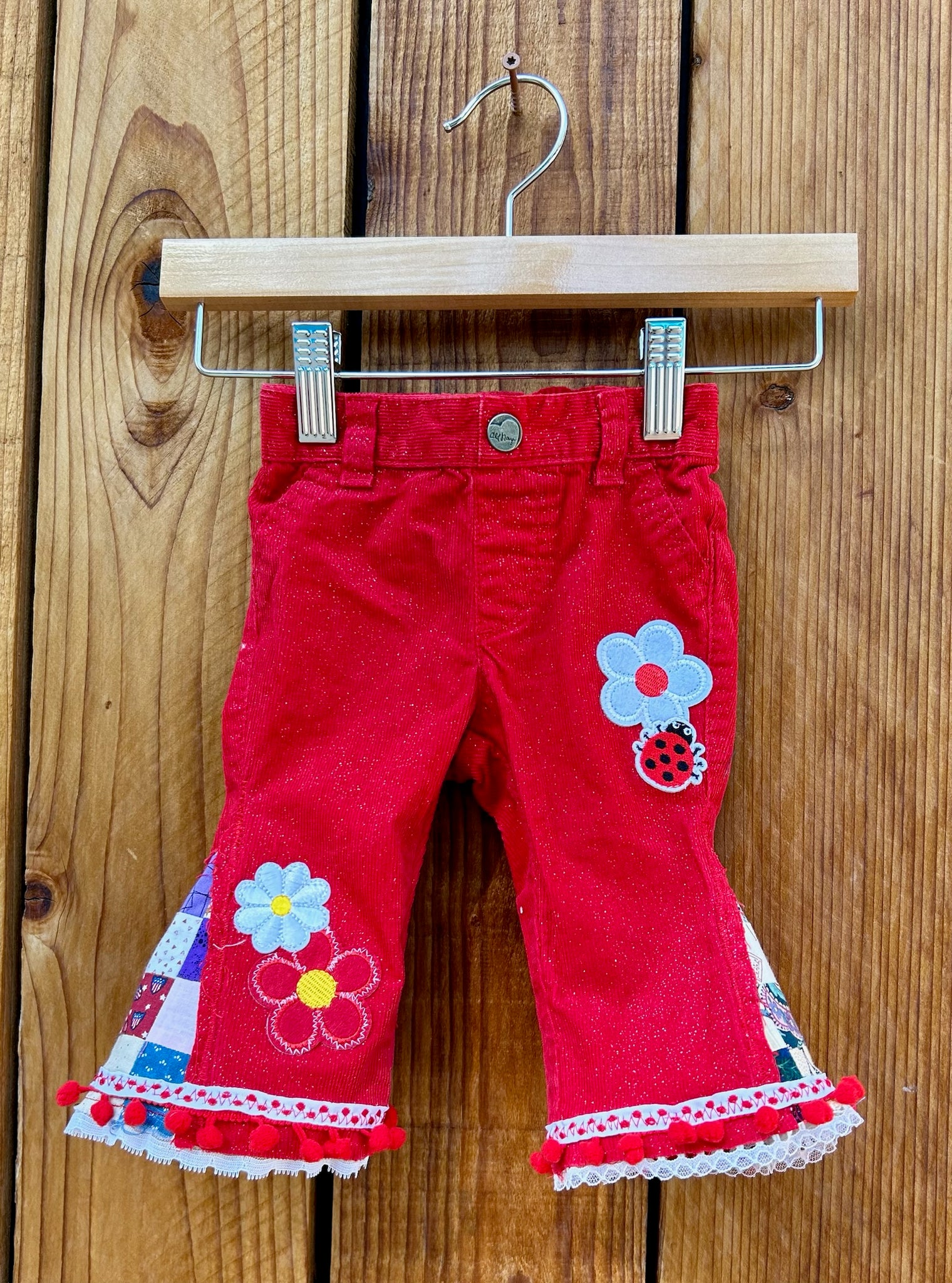 Girls flare 3-6 months red patchwork